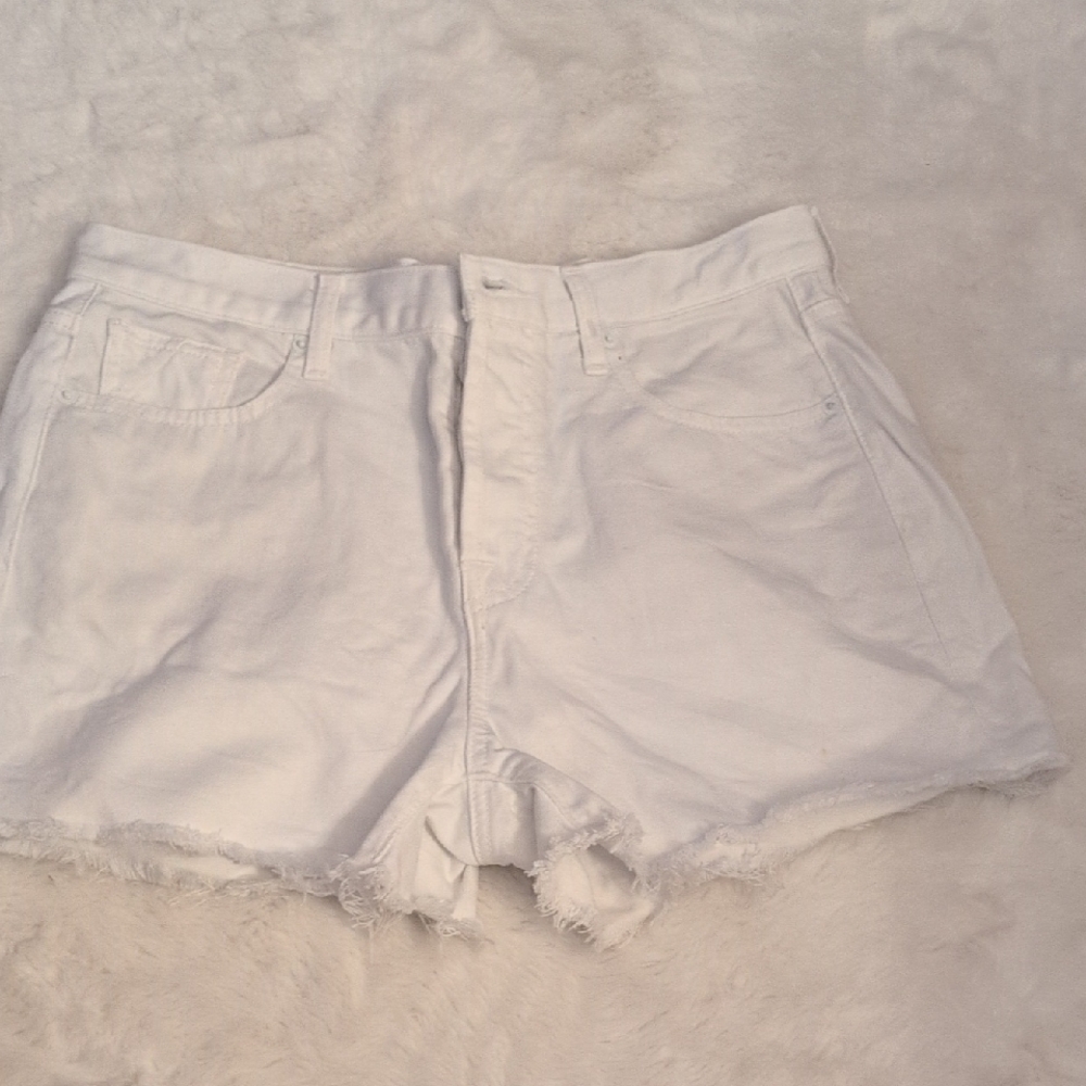 7 For All Mankind White Jean Monroe Cutoff Shorts
